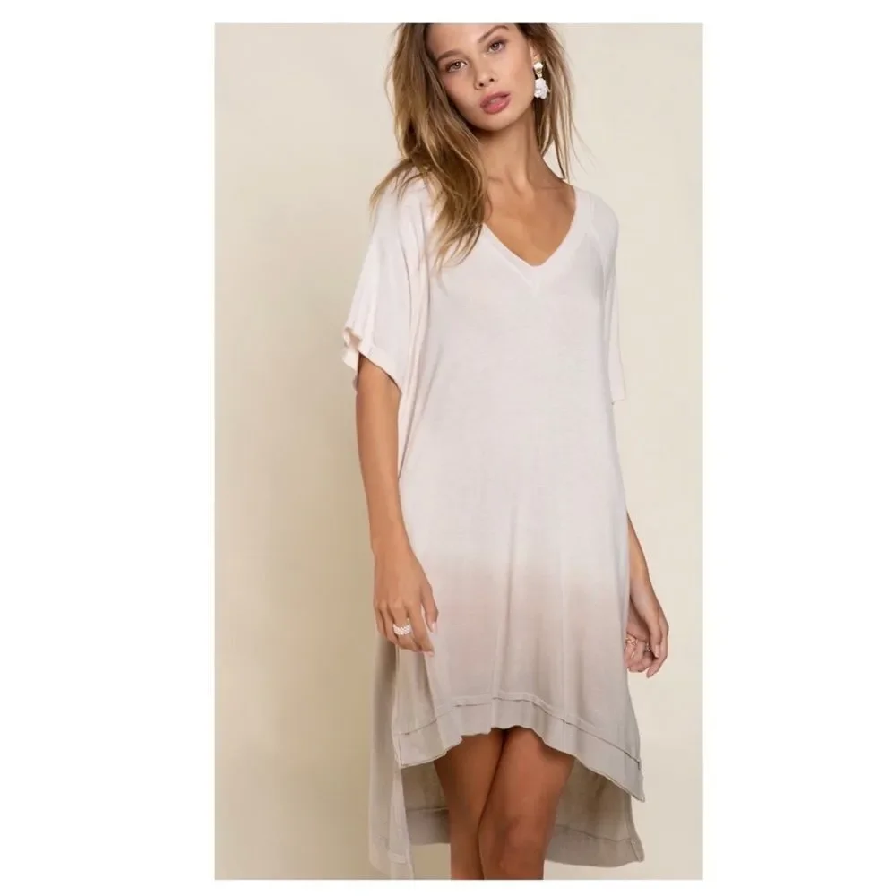 𝅺OMBRE hand dip die Tunic - Dress with raw seam line detail, - Picture 2 of 10